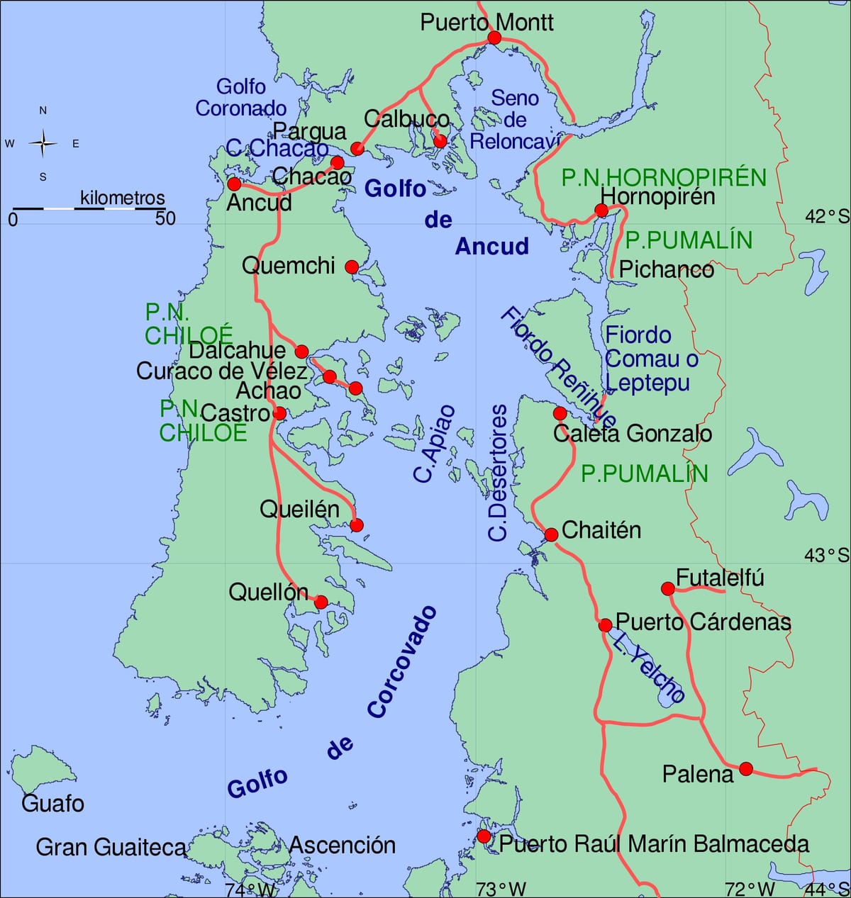 Mapa chiloe Čileu